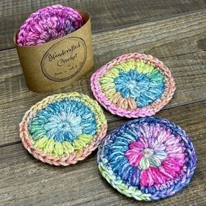 Handcrafted Crochet Scrubbies Face Round Makeup Remover Set Cotton Yarn